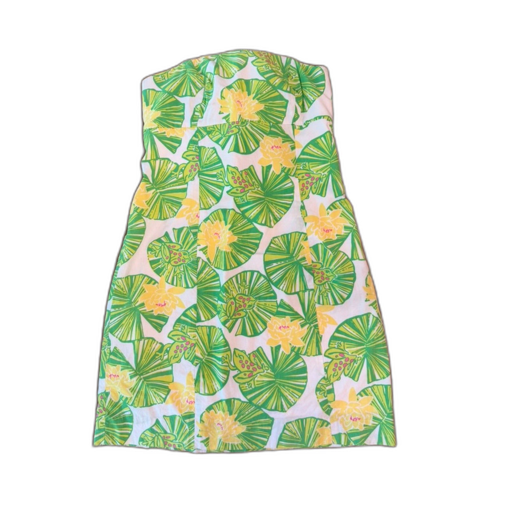 Lilly Pulitzer Franco Strapless Dress – Hip Hop Hooray Frog Print | Size 0